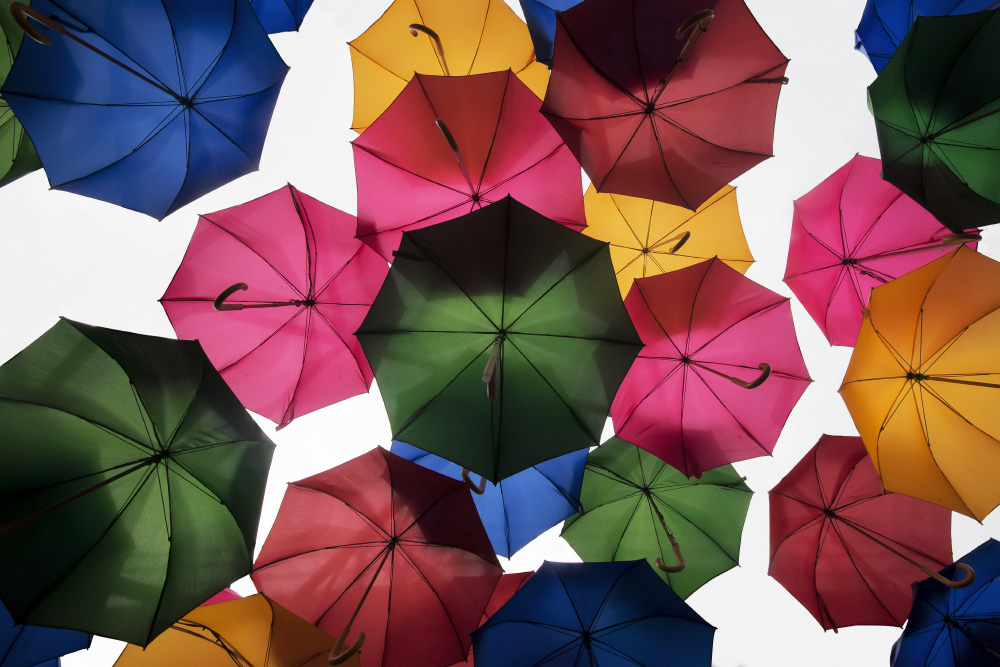 all the umbrellas in london