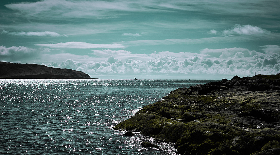 small boat in the distance