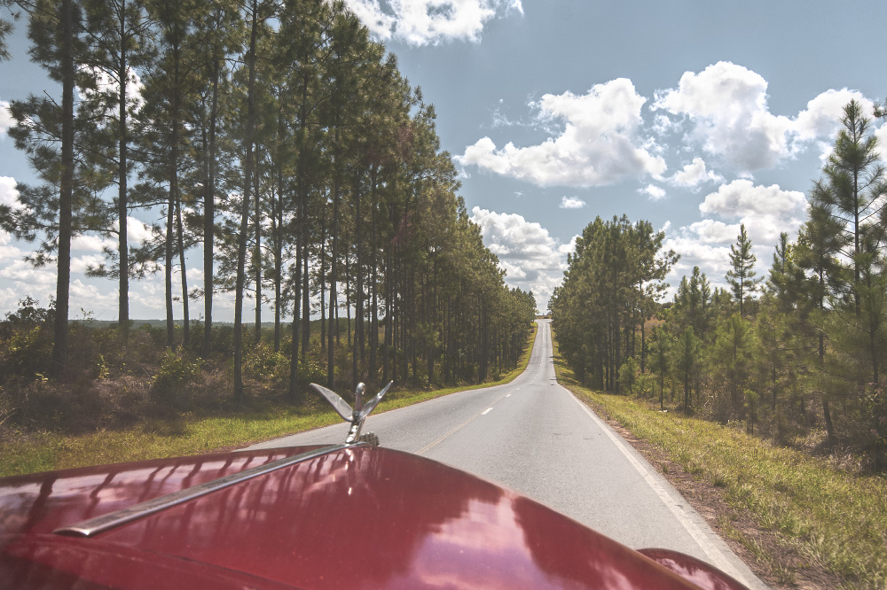 while the road is straight