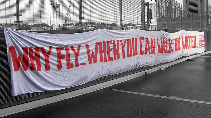 why fly... when you can walk on water