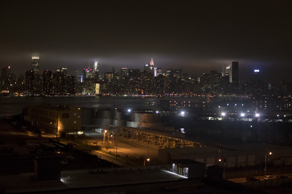 the glow of the city lights